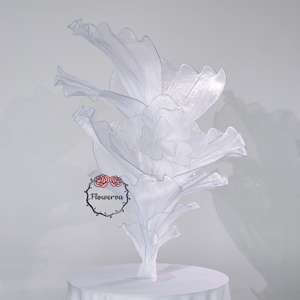 Flowerva White Serenity Floral Heart Sheer Texture Table Flower