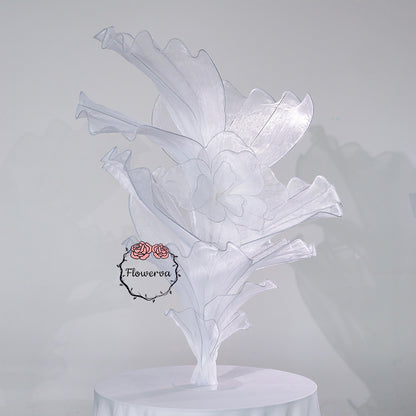 Flowerva White Serenity Floral Heart Sheer Texture Table Flower