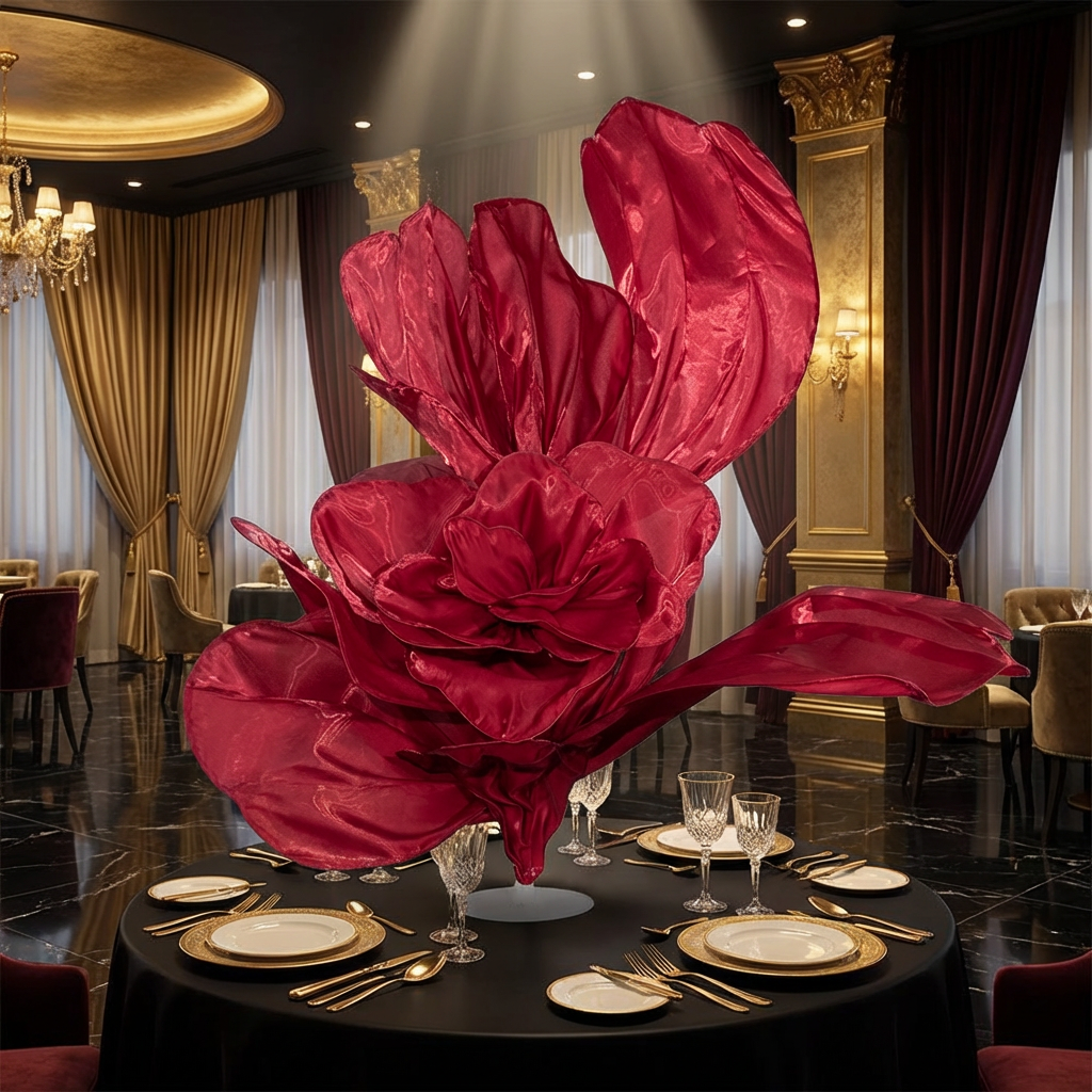Flowerva Crimson Dream  Floral Heart Silk Textured Table Flower