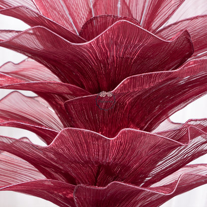 Flowerva Wine red Table Flower Wedding Decoration (With Base)