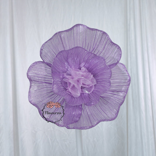 Flowerva Giant Tulle Flower Centerpiece Wedding Decor Pearl Purple
