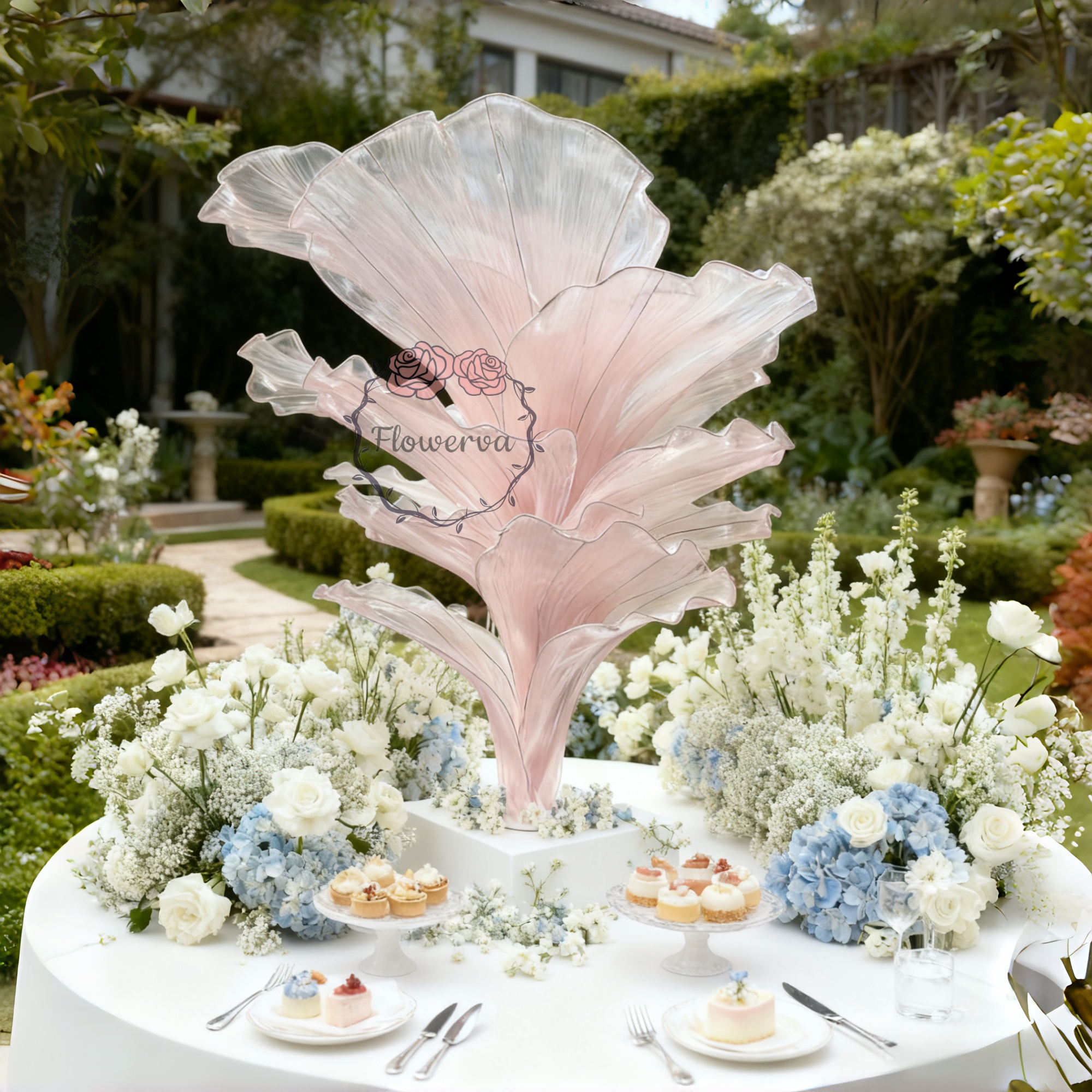 Flowerva Light Pink Table Flower Wedding Decoration (With Base)