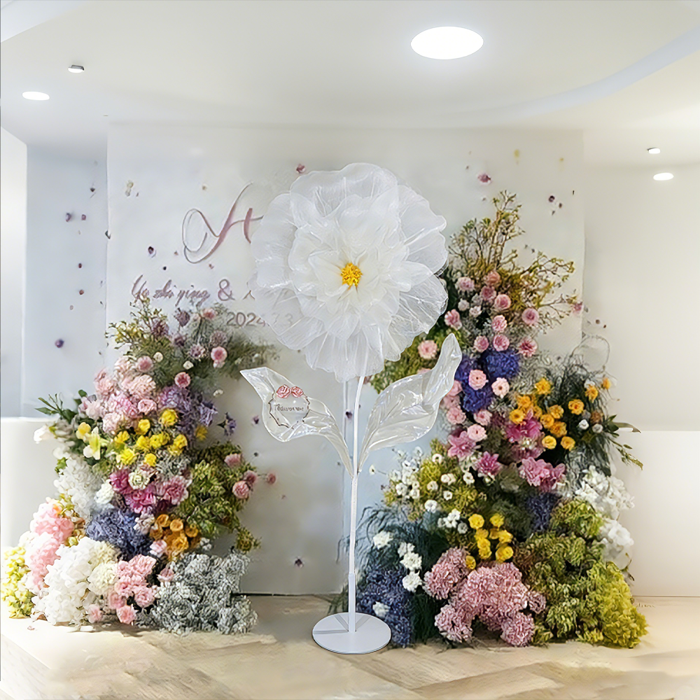 Flowerva Fluffy & Airy White Fabric Flower