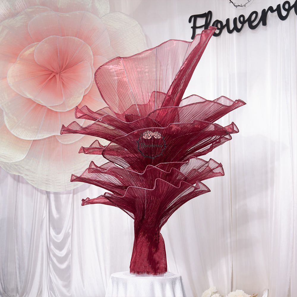 Flowerva Wine red Table Flower Wedding Decoration (With Base)