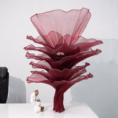 Flowerva Wine red Table Flower Wedding Decoration (With Base)