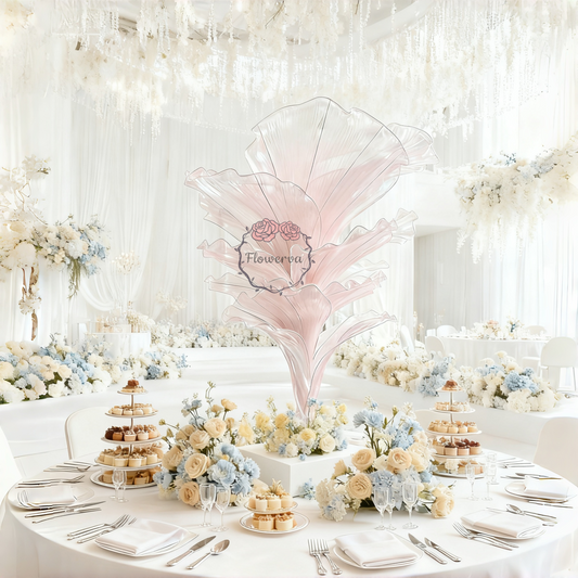 Flowerva Light Pink Table Flower Wedding Decoration (With Base)