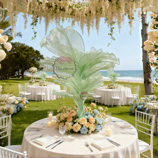 Flowerva Light Green Table Flower Wedding Decoration (With Base)