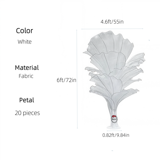 Flowerva Fabric Table Flower White 6ft (Without Flowers) Fast shipping