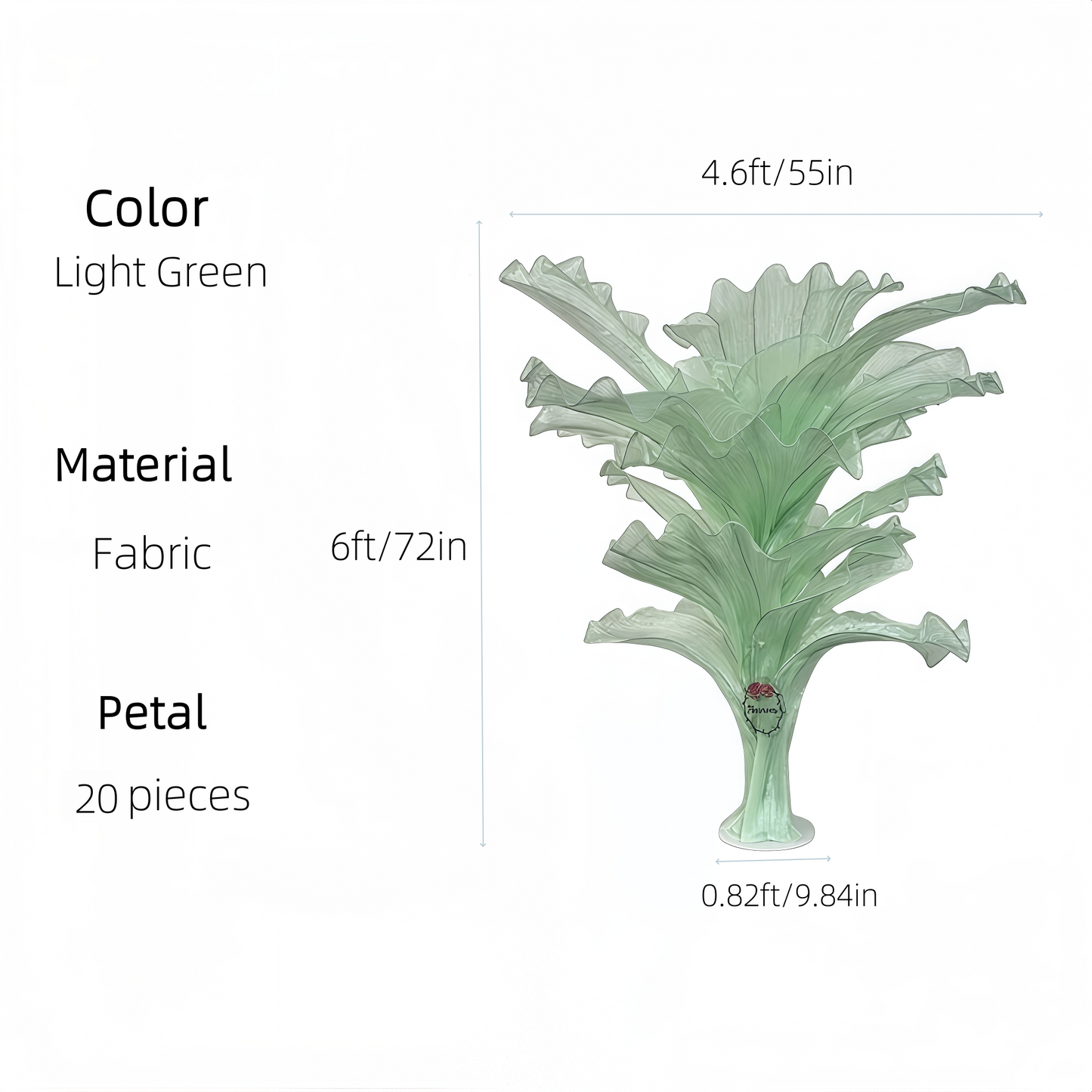 Flowerva Light Green Table Flower Wedding Decoration (With Base)