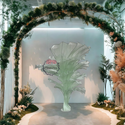 Flowerva Light Green Table Flower Wedding Decoration (With Base)