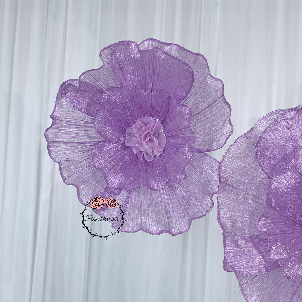 Flowerva Giant Tulle Flower Centerpiece Wedding Decor Pearl Purple