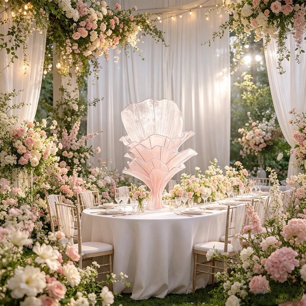 Flowerva Light Pink Table Flower Wedding Decoration (With Base)