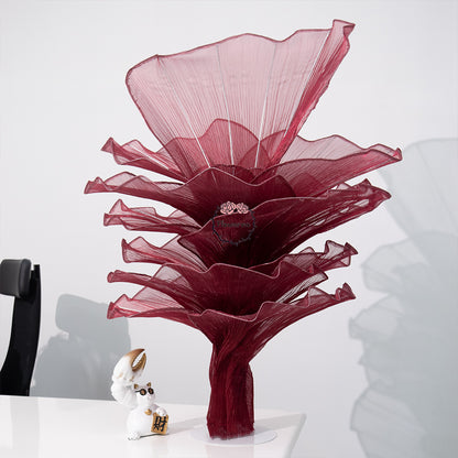 Flowerva Wine red Table Flower Wedding Decoration (With Base)