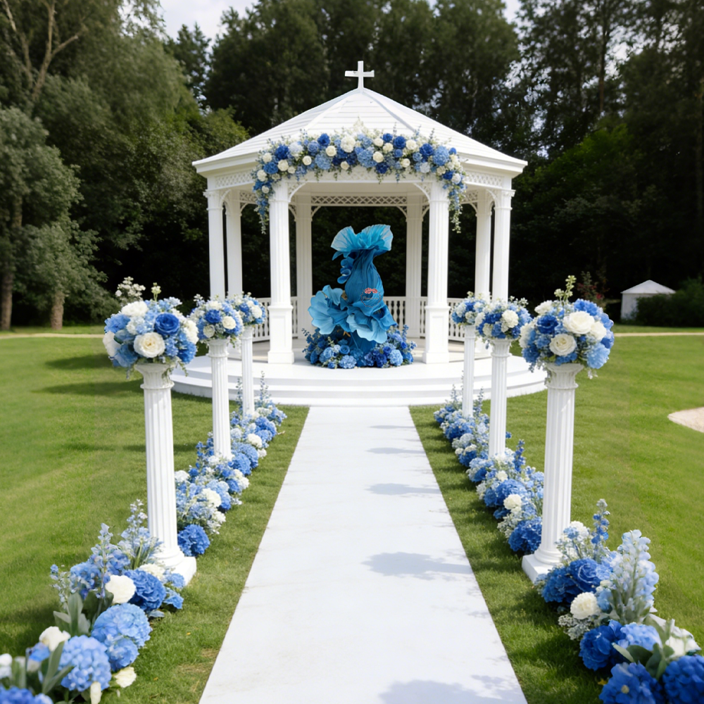 Tissu d'impression plissé de Style pétale de vague bleue Flowerva