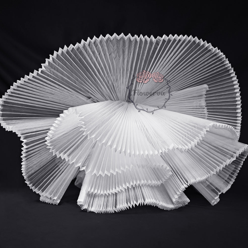 Pure White Organza Pleated Fabric Bouquet