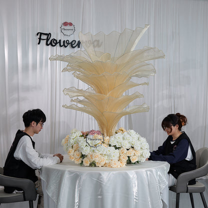 Flowerva Yellow Skin Table Flower Wedding Decoration (With Base)