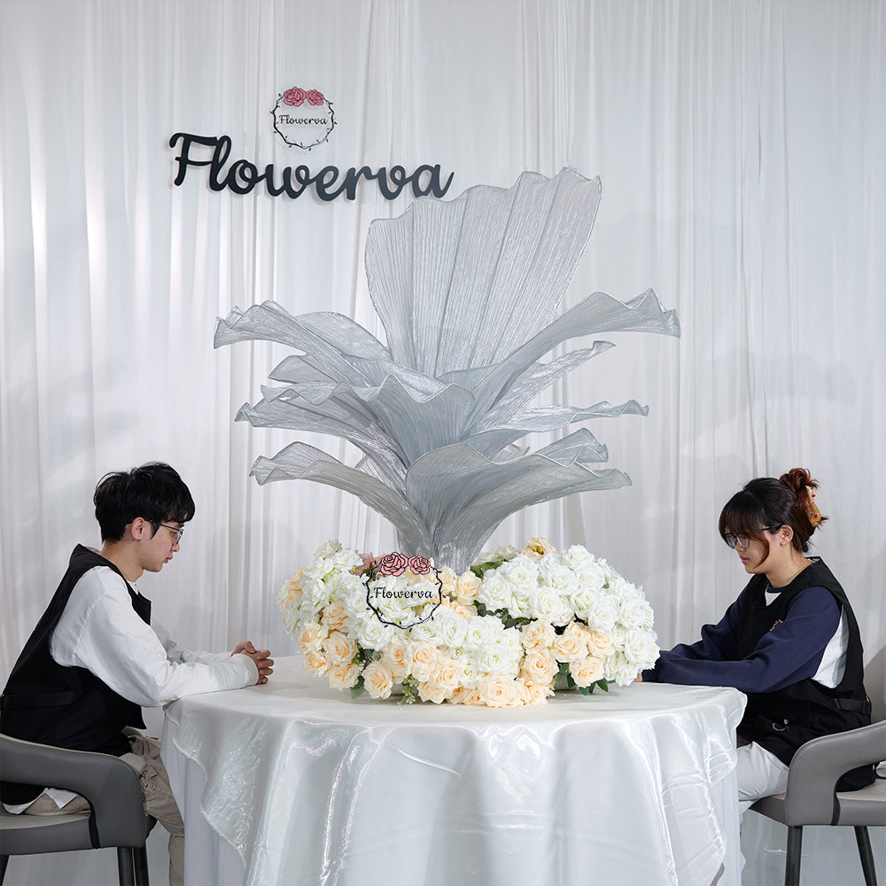 Flowerva''Morning Mist in the Mountains'' gray wedding table flower decoration