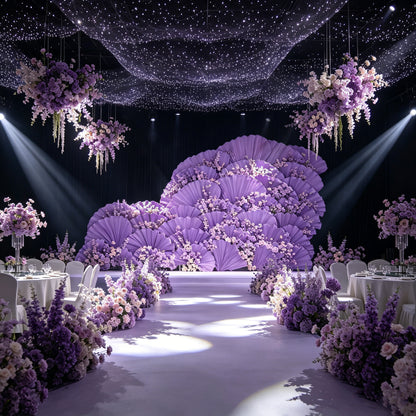Flowerva Giant Crystal Purple Petal Wave Wedding Party Decoration
