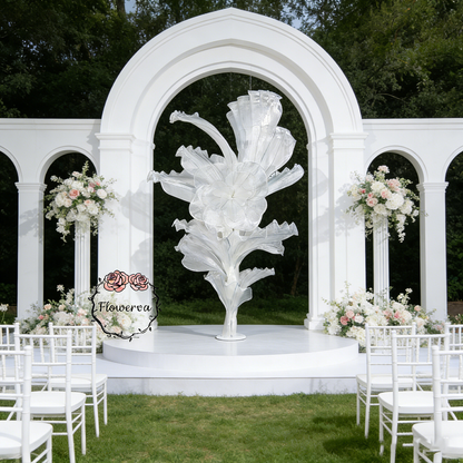 Flowerva White Serenity Floral Heart Sheer Texture Table Flower