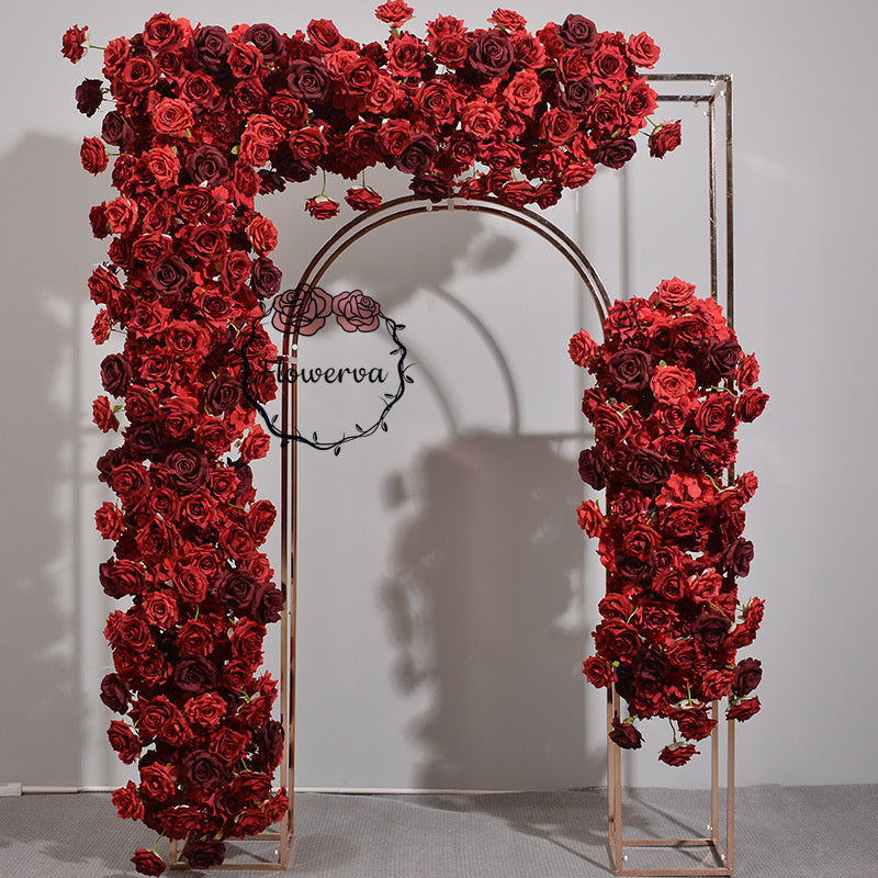 Flowerva Dark Red Series Simulated Floral Art Wedding&Party Stage Arrangement
