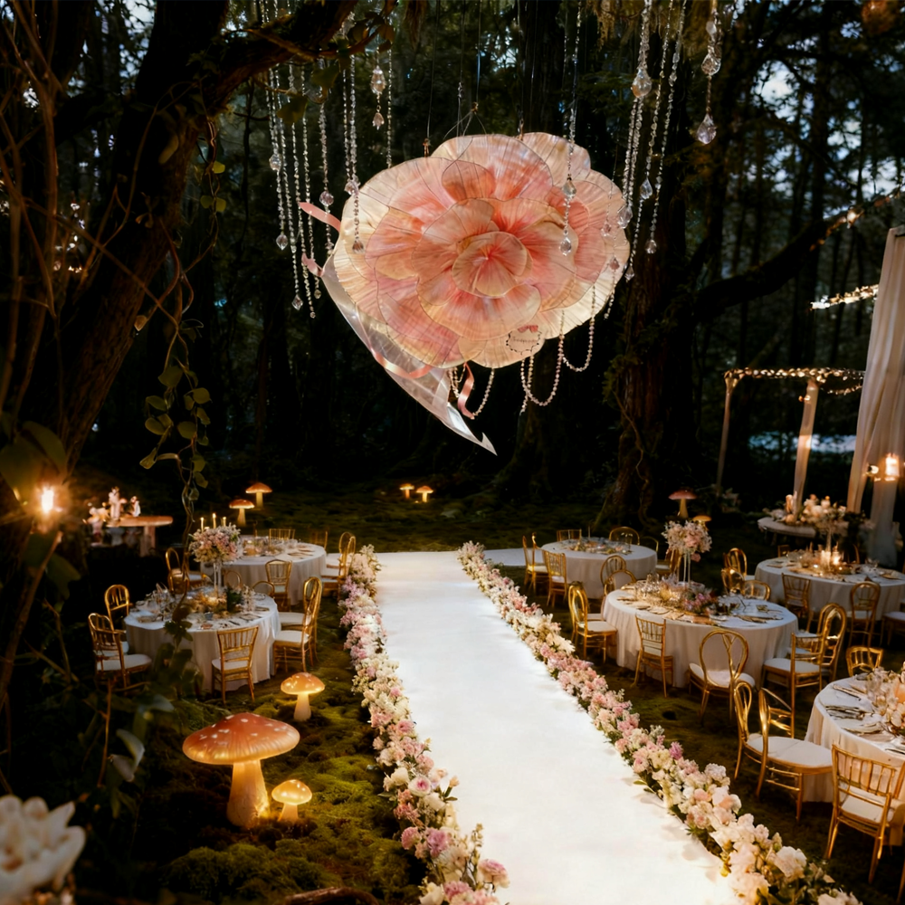 Flowerva Blush Giant Fabric Rose – 3D Wedding Event Floral Decor