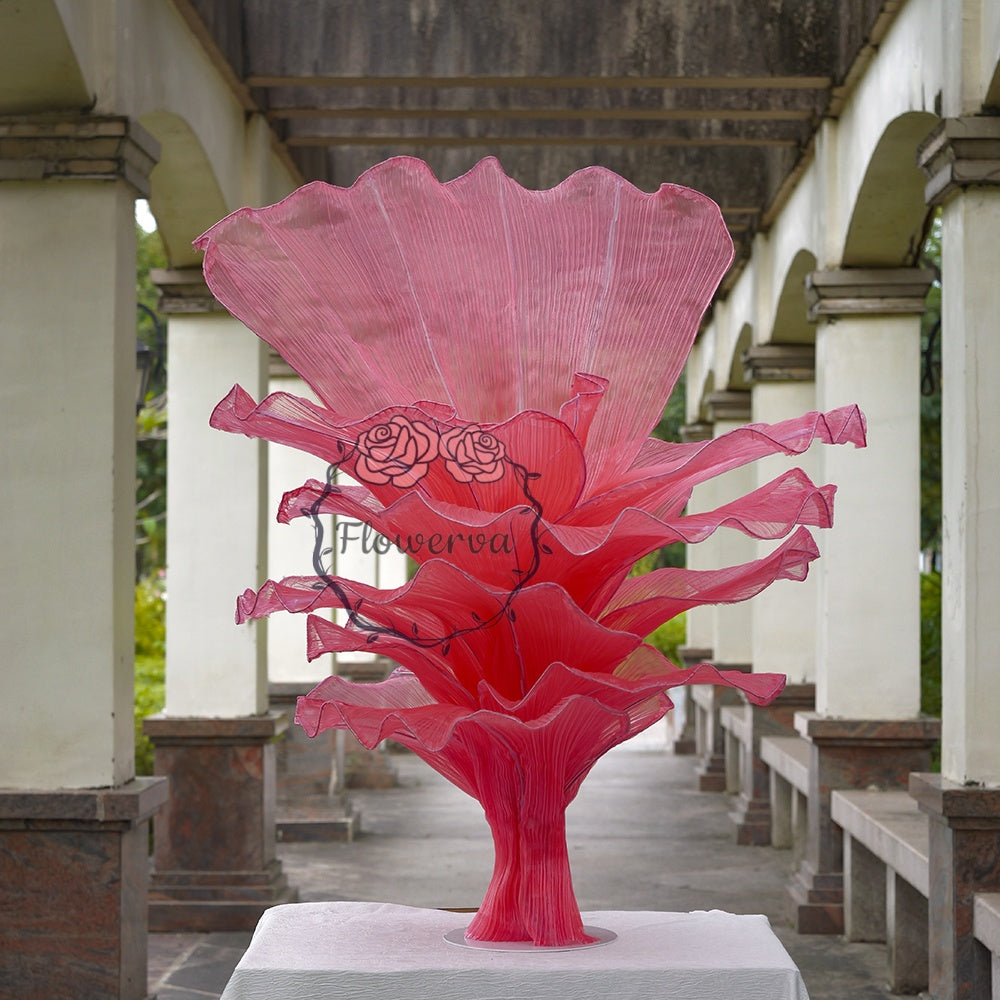 Flowerva Rose Red Table Flower Wedding Decoration (With Base)