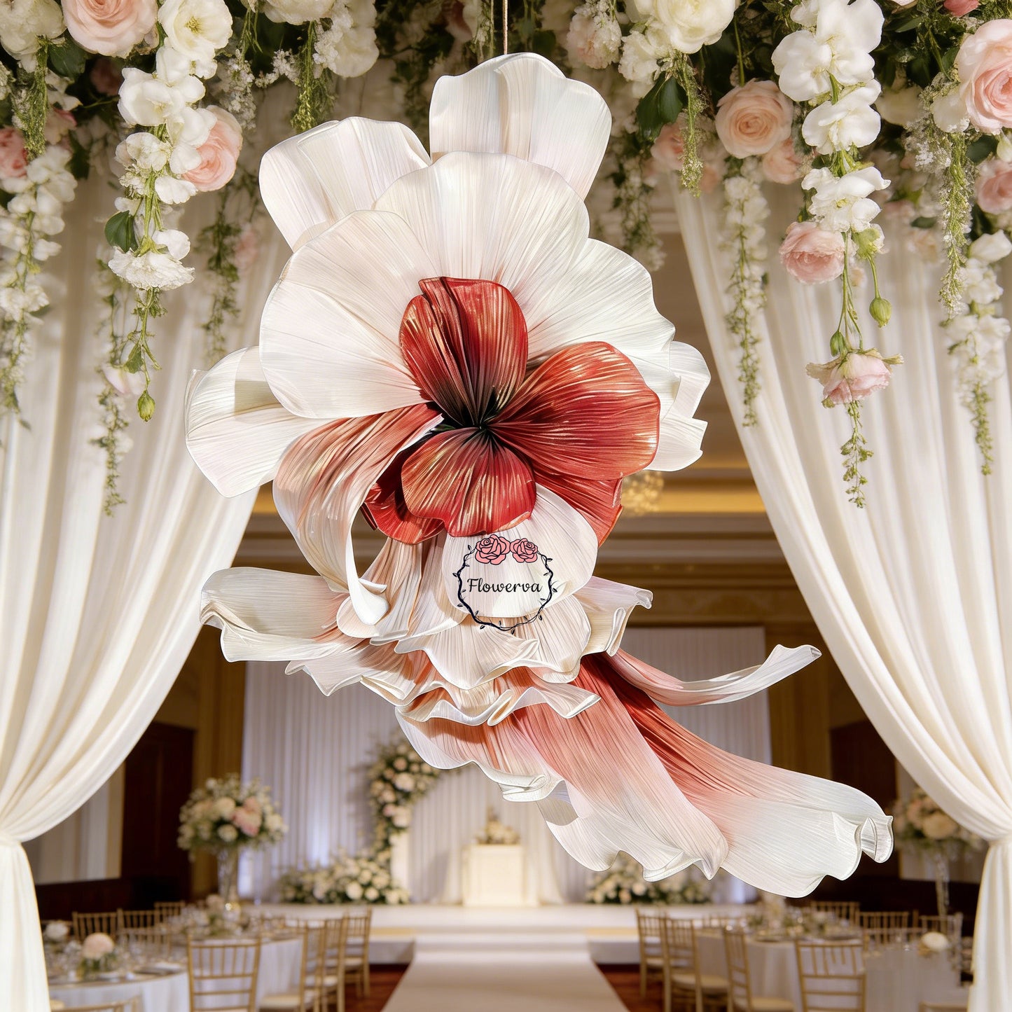 Flowerva – «grand Vase» blanc géant à faire soi-même, fleurs pour toujours, décoration d'arrière-plan pour fête de mariage