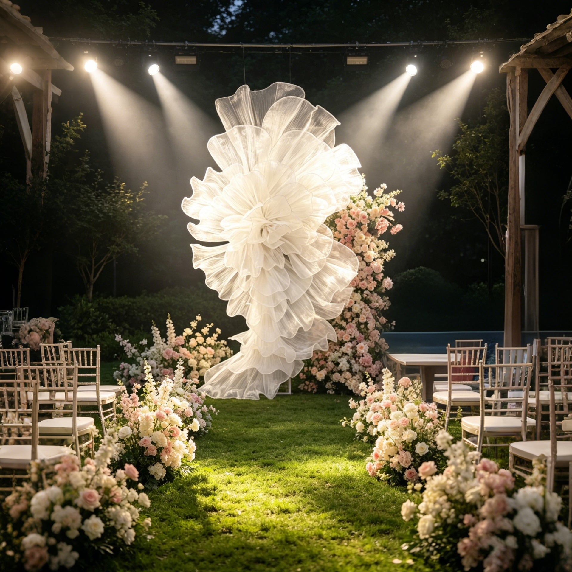 Flowerva Organza Wedding Arrangement Decorative Floral Semi-Finished Petals