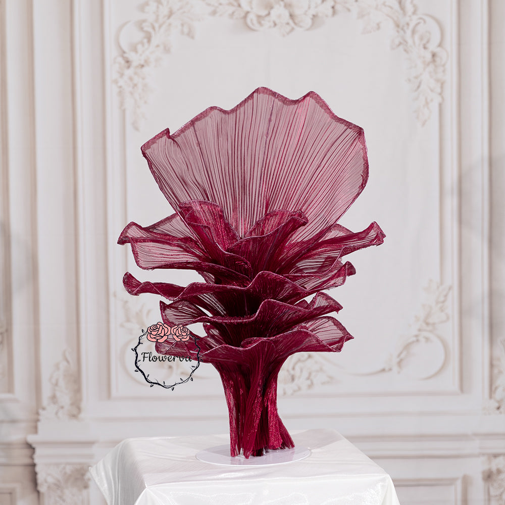 Flowerva Wine red Table Flower Wedding Decoration (With Base)