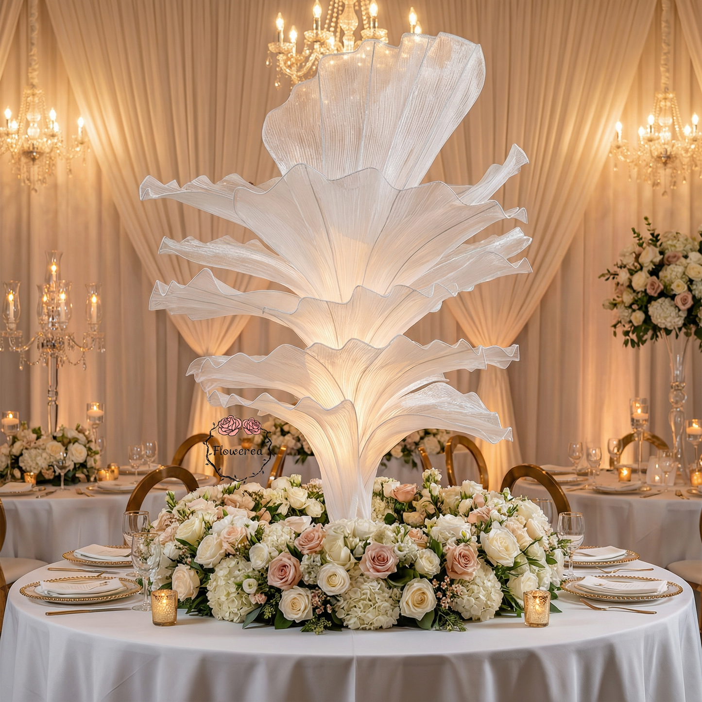 Flowerva Pure White Artistic Wedding Table Decorations