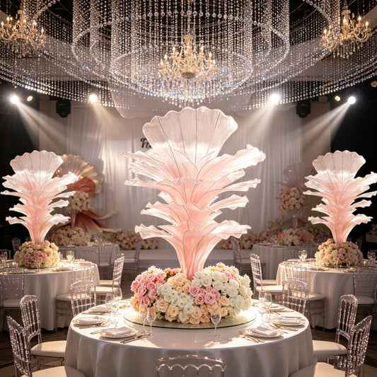 Flowerva Light Pink Table Flower Wedding Decoration (With Base)