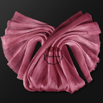 Flowerva Dark Reddish Purple  Glossy Pleated Texture Simple Wedding Decor Fabric Design