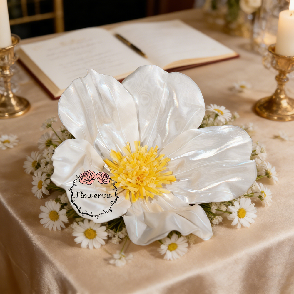 Flowerva Sheer Fabric White Daisy Decor