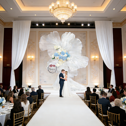 Flowerva White Sheer Fabric Floral Arrangement Decor(without flowers)