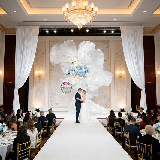 Flowerva White Sheer Fabric Floral Arrangement Decor(without flowers)