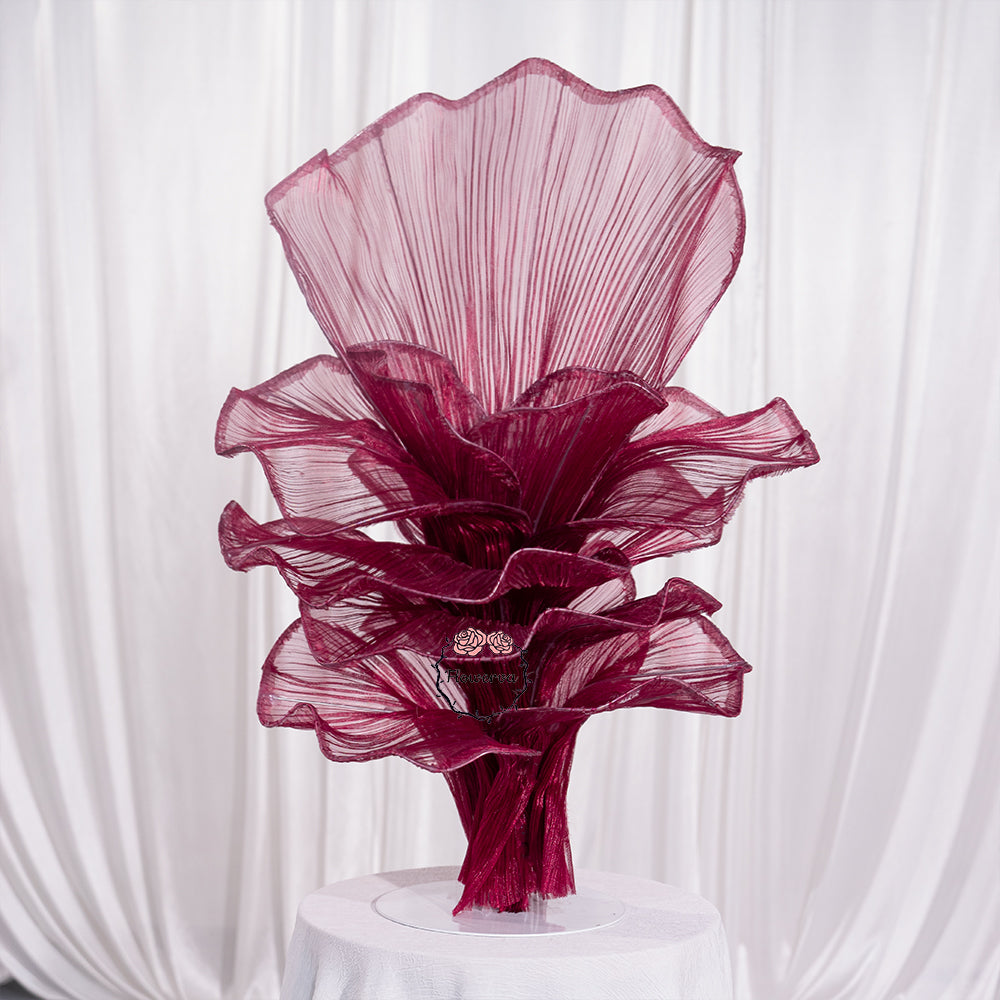 Flowerva Wine red Table Flower Wedding Decoration (With Base)
