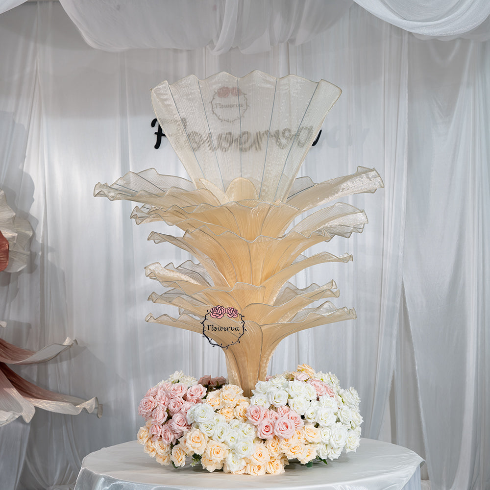 Flowerva Yellow Skin Table Flower Wedding Decoration (With Base)