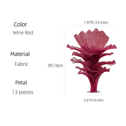 Flowerva Wine red Table Flower Wedding Decoration (With Base)