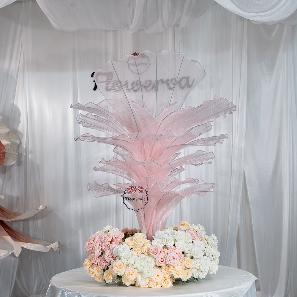 Flowerva Light Pink Table Flower Wedding Decoration (With Base)
