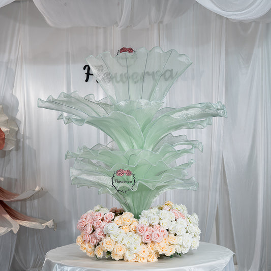 Flowerva Light Green Table Flower Wedding Decoration (With Base)