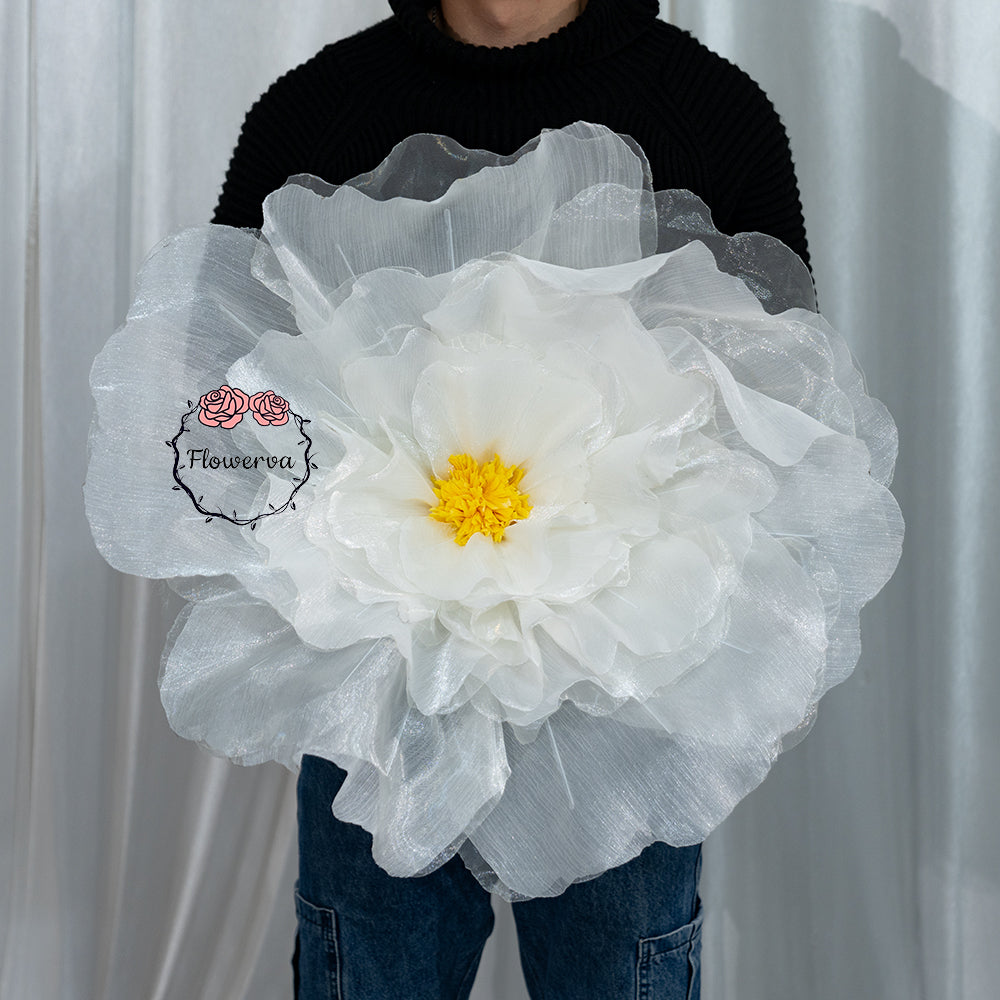 Flowerva Fluffy & Airy White Fabric Flower