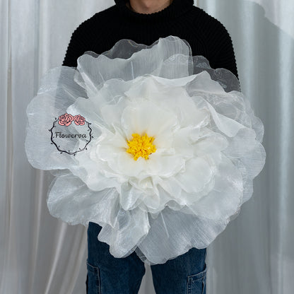 Flowerva Fluffy & Airy White Fabric Flower