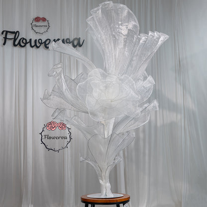Flowerva White Serenity Floral Heart Sheer Texture Table Flower