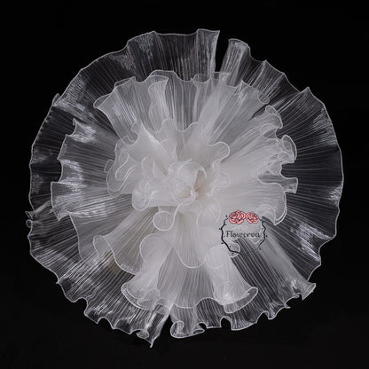 Flowerva White Sheer Ruffled Fluffy Fabric Flower Decor