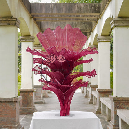 Flowerva Wine red Table Flower Wedding Decoration (With Base)