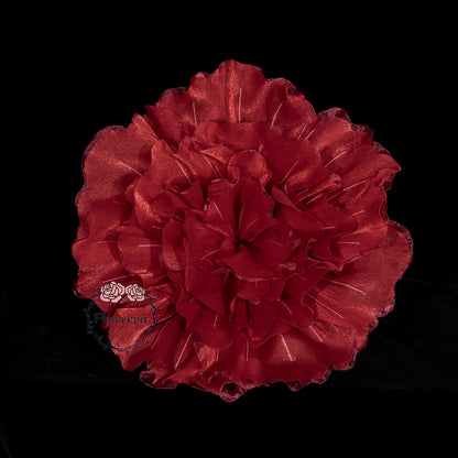 Flowerva Silvery-White Shimmer Ruffled Fabric Flower