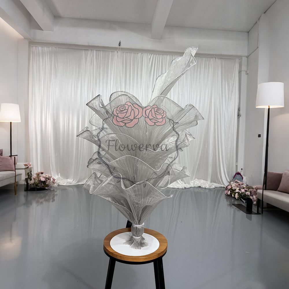 Flowerva Premium Grey Table Flower Wedding Decoration (With Base)