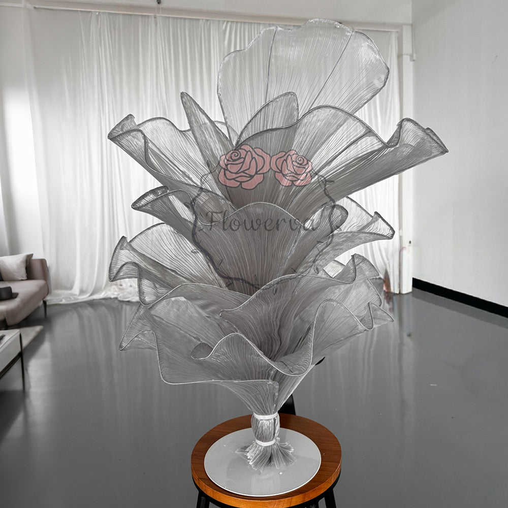 Flowerva Premium Grey Table Flower Wedding Decoration (With Base)