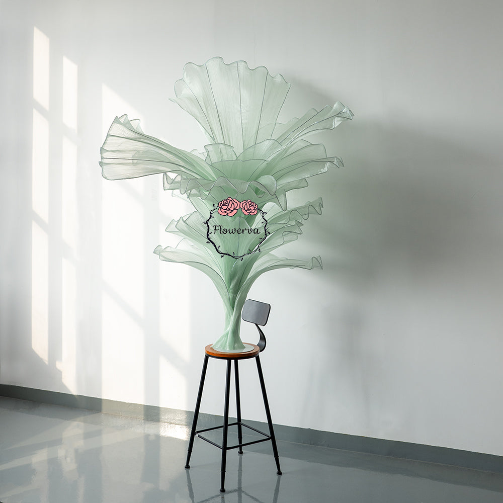 Flowerva Light Green Table Flower Wedding Decoration (With Base)