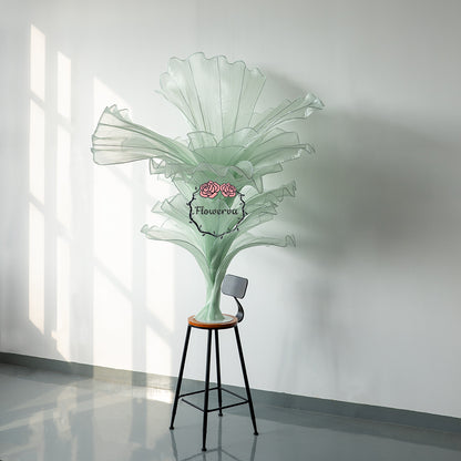 Flowerva Light Green Table Flower Wedding Decoration (With Base)